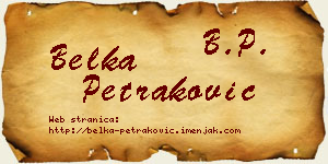 Belka Petraković vizit kartica